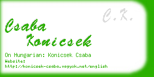 csaba konicsek business card